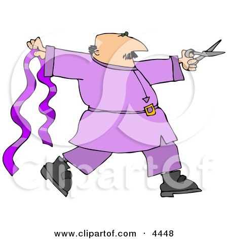 Male Ribbon Designer with Purple Ribbon and Scissors Clipart by djart