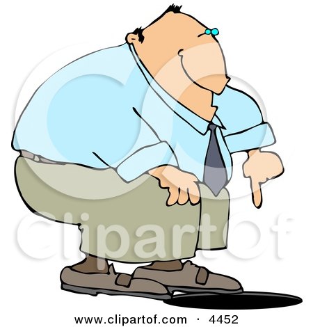 Businessman Pointing at an Uncovered Manhole Clipart by djart