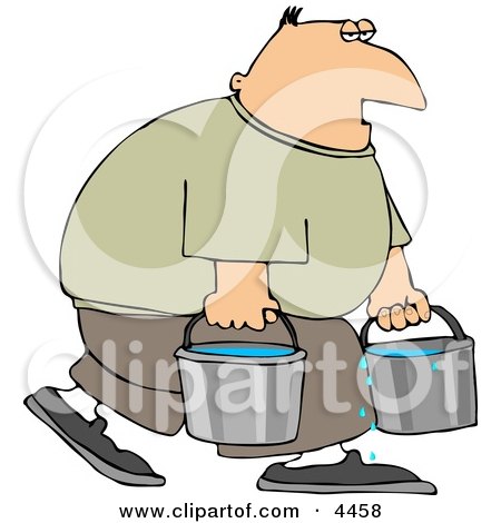 Tired Man Carrying Buckets of Water Clipart by djart
