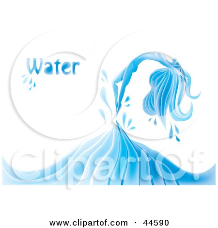 Clipart Illustration of a Magical Woman Emerging From A Blue Water Splash by MilsiArt