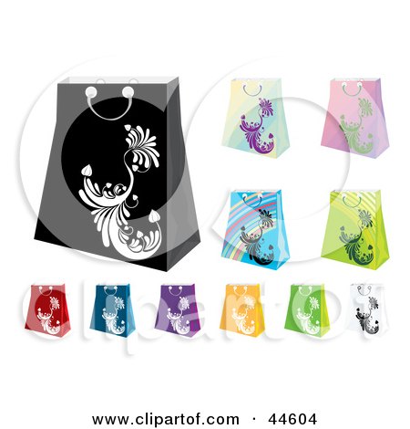 Clipart Illustration of a Digital Collage Of Colorful Shopping Bags by MilsiArt