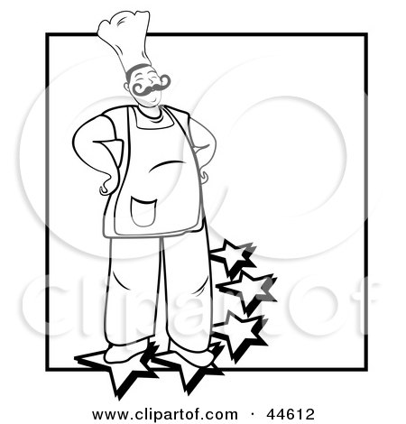 Clipart Illustration of a Proud Male Chef Standing On Stars by MilsiArt