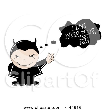 Little Vampire In Black, Pointing To A Text Cloud Posters, Art Prints