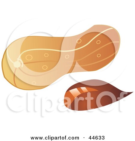 Clipart Illustration of a Peanut by a Shell by MilsiArt