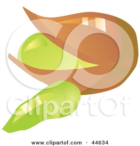 Clipart Illustration of a Pistachio Nut And Shell by MilsiArt