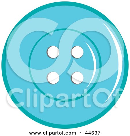 Clipart Illustration of a Blue Sewing Button With Holes by MilsiArt