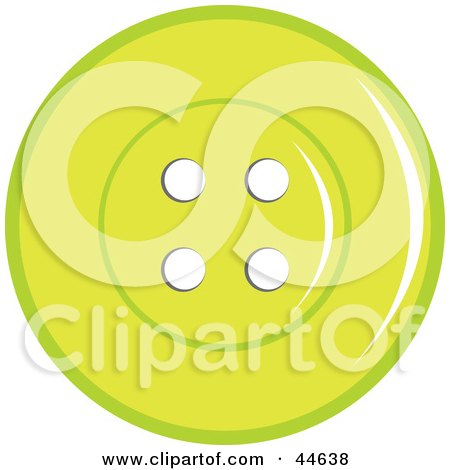 Clipart Illustration of a Green Sewing Button With Holes by MilsiArt