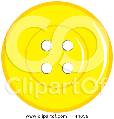 Clipart Illustration of a Yellow Sewing Button With Holes by MilsiArt