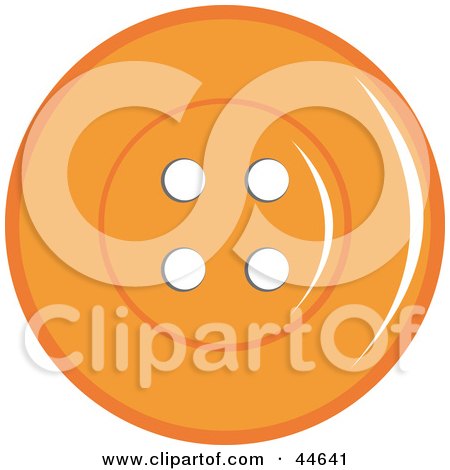 Clipart Illustration of an Orange Sewing Button With Holes by MilsiArt