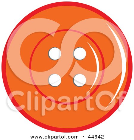 Clipart Illustration of a Dark Orange Sewing Button With Holes by MilsiArt