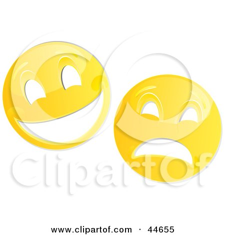 Clipart Illustration of Two Yellow Theater Mask Emoticons by MilsiArt
