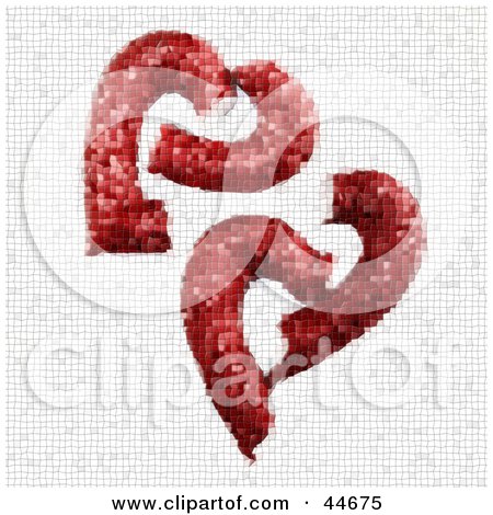 Clipart Illustration of a Red And White Broken Heart Mosaic Background by oboy