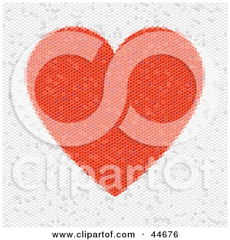 Clipart Illustration of a Red And White Heart Hexagon Mosaic Background by oboy