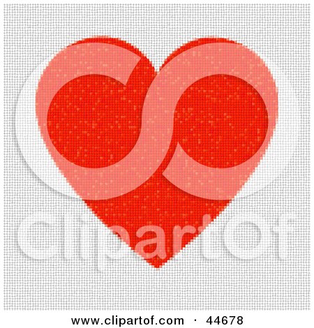 Clipart Illustration of a Red And White Heart Square Mosaic Background by oboy
