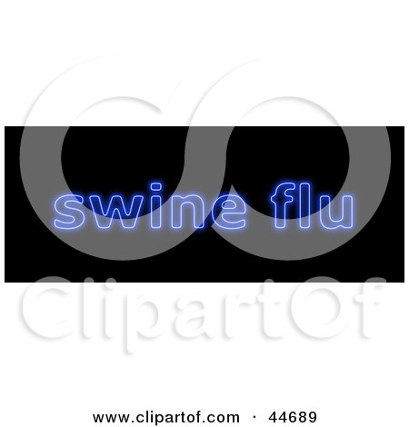 Clipart Illustration of a Neon Blue Swine Flu Sign On Black by oboy
