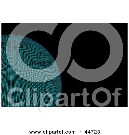 Royalty-Free (RF) Clipart Illustration of a Partial Blue Wire Globe On A Black Background by oboy