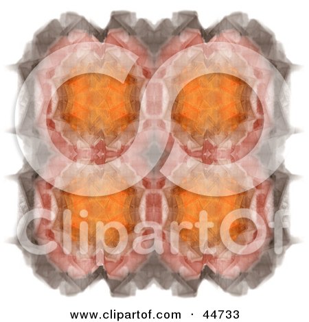 Royalty-Free (RF) Clipart Illustration of a Kaleidoscope Background Of Orange, Red And Gray Fractal Reflections by oboy