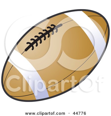 Royalty-free (RF) Clipart Illustration of a Brown American Football With Stitches And White Rings by Lal Perera
