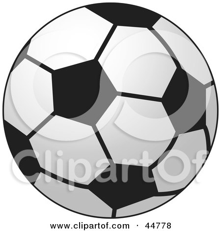 Royalty-free (RF) Clipart Illustration of a Typical Black And White Soccer Ball by Lal Perera