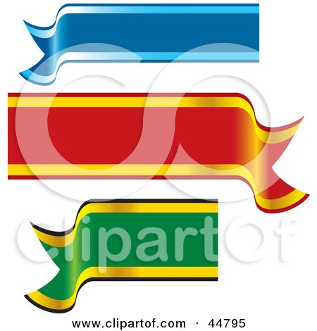 Royalty-free (RF) Clipart Illustration of a Digital Collage Of Blue, Red And Green Blank Waving Banners by Lal Perera