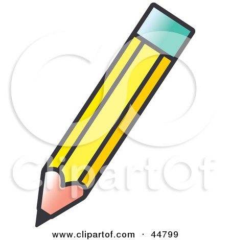 Royalty-free (RF) Clipart Illustration of a Writing Yellow School Pencil by Lal Perera