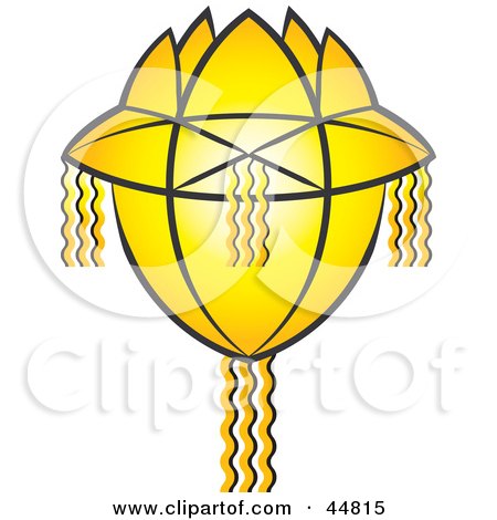 Royalty-free (RF) Clipart Illustration of a Glowing Yellow Vesak Koodu Lantern by Lal Perera
