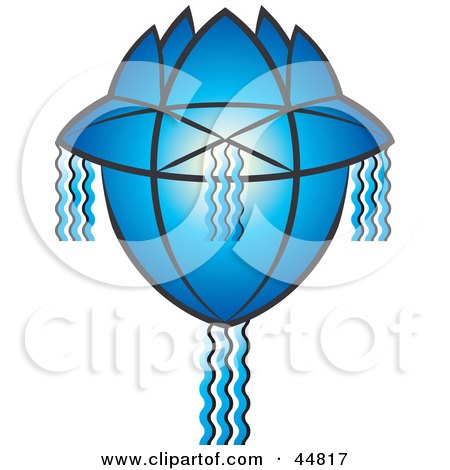 Royalty-free (RF) Clipart Illustration of a Glowing Blue Vesak Koodu Lantern by Lal Perera