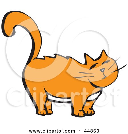 Royalty-free (RF) Clipart Illustration of a Chubby Standing Orange Kitty With A White Belly by xunantunich