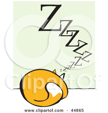 Royalty-free (RF) Clipart Illustration of a Yellow Cat Napping Near A Wall by xunantunich