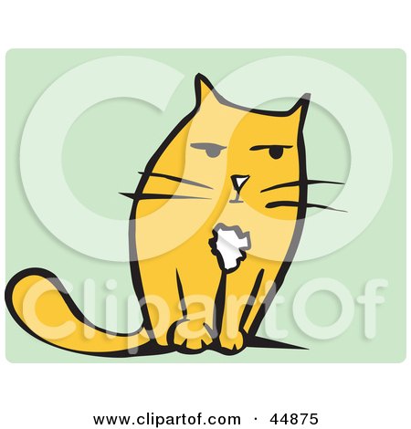 Royalty-free (RF) Clipart Illustration of a Grumpy Yellow Cat Facing Front by xunantunich