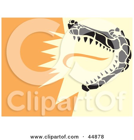 Royalty-free (RF) Clipart Illustration of a Snapping Alligator On An Orange Background by xunantunich