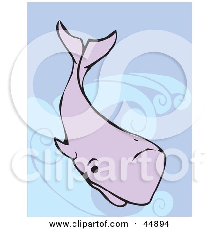 Royalty-free (RF) Clipart Illustration of a Purple Whale Riding On Top Of Blue Waves by xunantunich