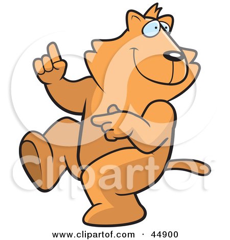 Royalty-free (RF) Clipart Illustration of a Ginger Cat Character Doing A Happy Dance by Cory Thoman