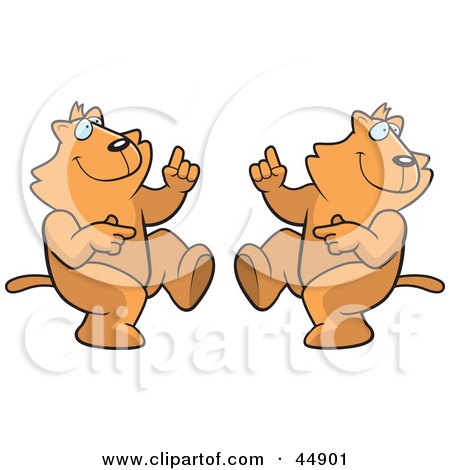 Royalty-free (RF) Clipart Illustration of Twin Ginger Cat Character Dancing by Cory Thoman