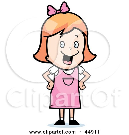 Royalty-free (RF) Clipart Illustration of a Happy Red Haired Caucasian Girl Character With Her Hands On Her Hips by Cory Thoman