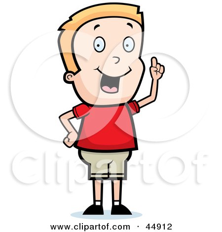 Royalty-free (RF) Clipart Illustration of a Blond Caucasian Boy Character With An Idea by Cory Thoman