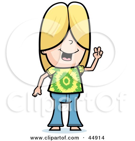Royalty-free (RF) Clipart Illustration of a Blond Hippie Caucasian Girl Character by Cory Thoman