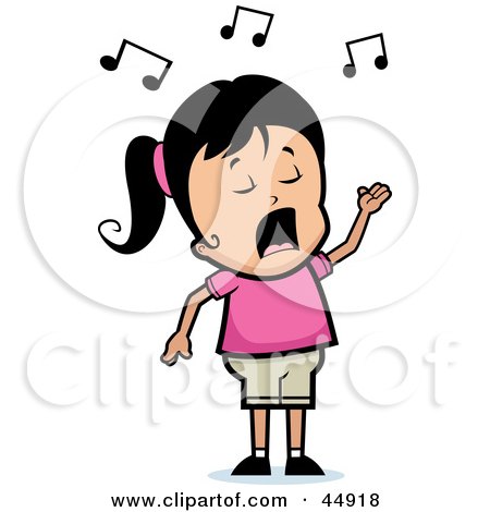 Royalty-free (RF) Clipart Illustration of a Singing Hispanic Girl Character by Cory Thoman