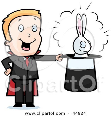 Royalty-free (RF) Clipart Illustration of a Toon Guy Magician Character With A Rabbit In His Hat by Cory Thoman