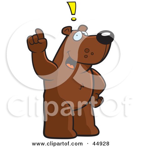 Royalty-free (RF) Clipart Illustration of a Creative Bear Character Standing And Thinking Up An Idea by Cory Thoman