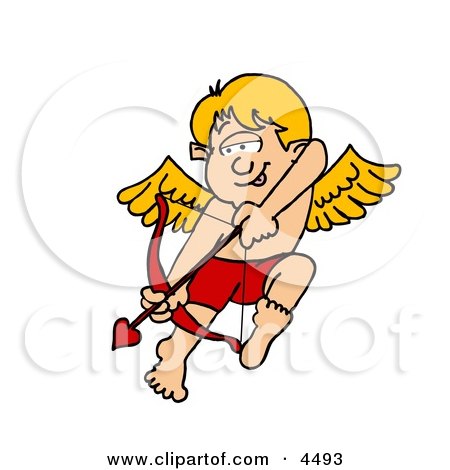 Valentine Cupid Boy Shooting Love Arrow from Bow Clipart by djart