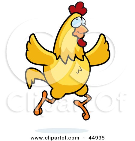 Crazy Yellow Chicken Running And Flapping Its Wings Posters, Art Prints