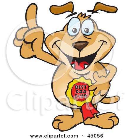Royalty-free (RF) Clipart Illustration of a Doggy Character Wearing A Best Dad Ever Ribbon by Dennis Holmes Designs