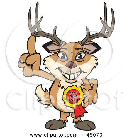 Royalty-free (RF) Clipart Illustration of a Buck Character Wearing A Best Dad Ever Ribbon by Dennis Holmes Designs