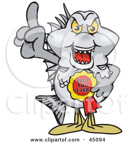 Royalty-free (RF) Clipart Illustration of a Bream Fish Character Wearing A Best Dad Ever Ribbon by Dennis Holmes Designs