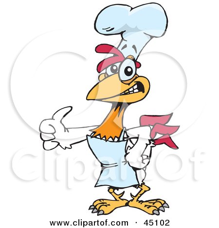 Royalty-free (RF) Clipart Illustration of a Red And White Rooster Character Chef by Dennis Holmes Designs