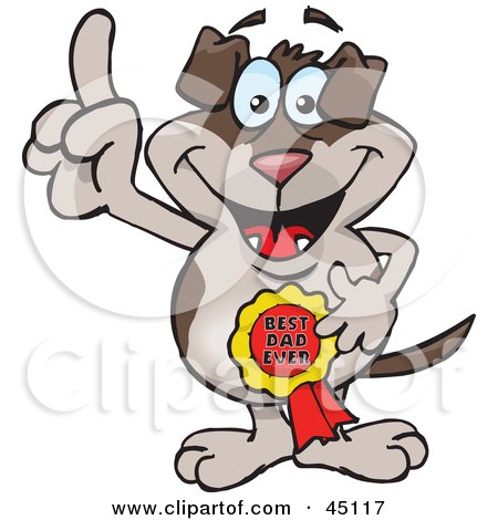 Royalty-free (RF) Clipart Illustration of a Canine Character Wearing A Best Dad Ever Ribbon by Dennis Holmes Designs