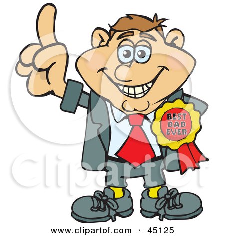 Royalty-free (RF) Clipart Illustration of a Caucasian Man Character Wearing A Best Dad Ever Ribbon by Dennis Holmes Designs
