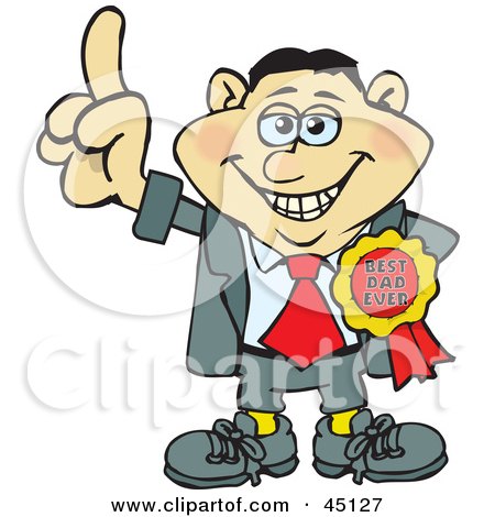 Royalty-free (RF) Clipart Illustration of an Italian Man Character Wearing A Best Dad Ever Ribbon by Dennis Holmes Designs