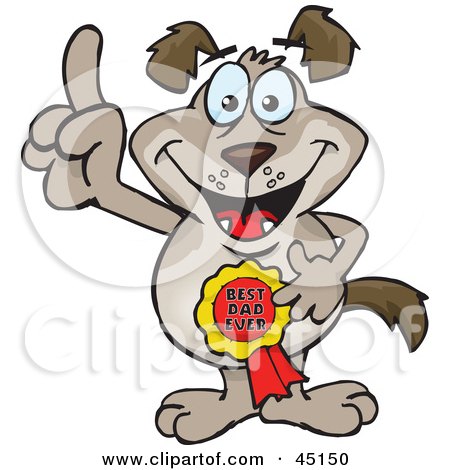 Royalty-free (RF) Clipart Illustration of a Dog Character Wearing A Best Dad Ever Ribbon by Dennis Holmes Designs